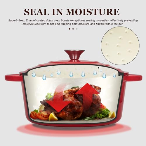 Enameled Cast Iron Dutch Oven (7 Quart / Cherry red)