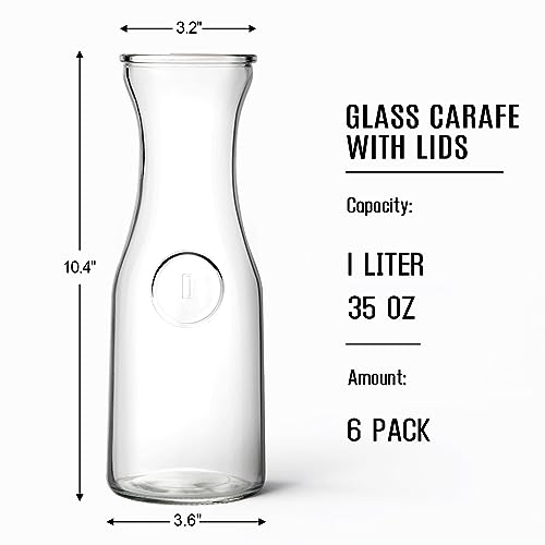 Set of 6 Glass Carafe with Lid (Clear)