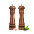 Wooden Salt and Pepper Grinder Set Refillable Salt & Pepper Mills (Brown Oak Wood)