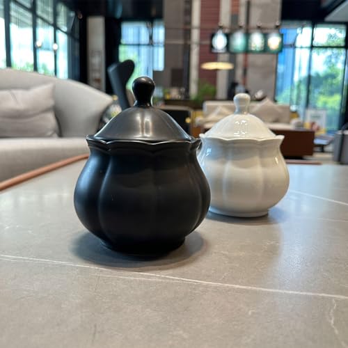 Vintage Embossed Ceramic Sugar Bowl with Lid (Black / Sugar Bowl)