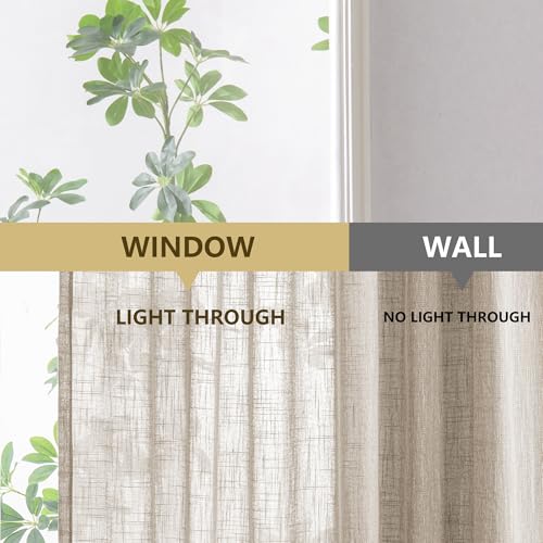 Semi Sheer Light Oatmeal Curtains 36 Inches Long for Kitchen 2 Panels (34"W x 36"L (Pack of 2) / Taupe)