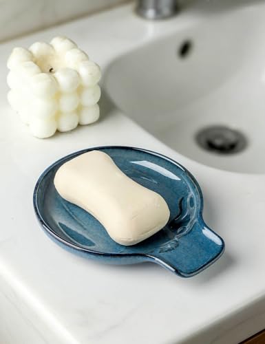 Ceramic Spoon Rest for Stove Top (Glazed Blue)