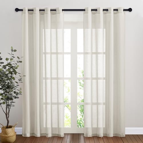Natural Linen Curtains for Doorway 80 inch Length (52"W x 80"L (Pack of 2) / Natural)