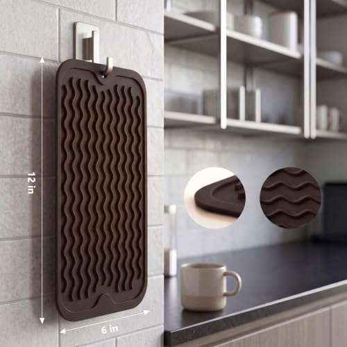 Silicone Dish Drying Mat for Multiple Usage (Coffee / 12"L x 6"W)