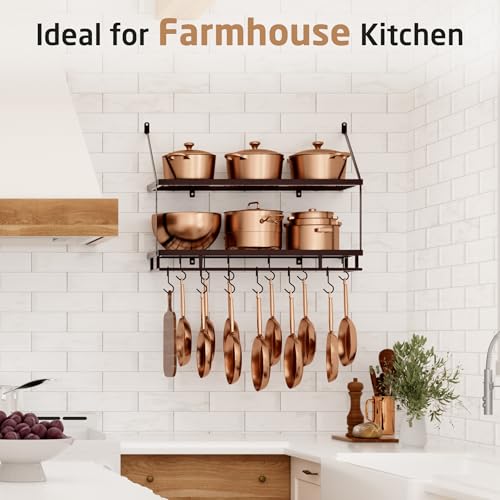 30 Inch Oiled Bronze Pot Rack Wall Mounted (Oiled Bronze)