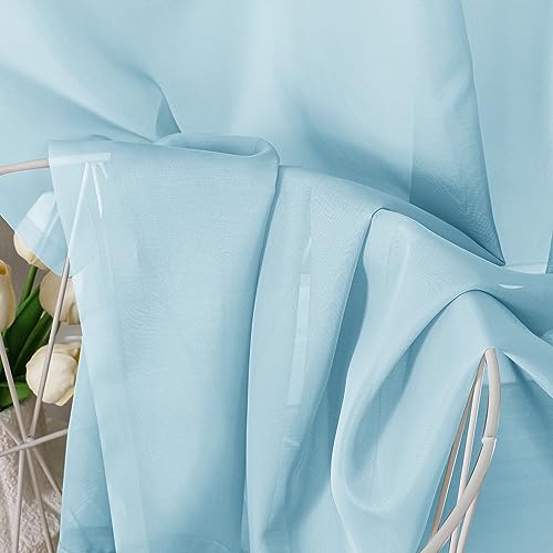 2 Pack Basic Sky Blue Sheer Curtain Drapes 84 Inch Length 2 Panels for Living Room (40"W x 84"L (Pack of 2) / Sky Blue)