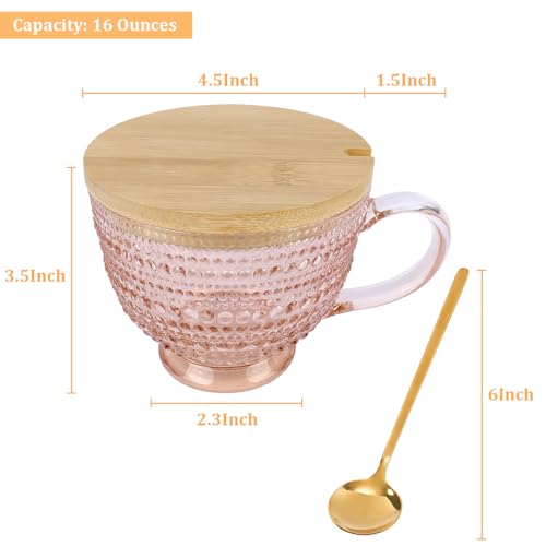 Pink Vintage Latte Mugs Set of 2 (Pink)