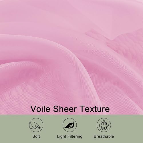 Pink Sheer Curtain 90 Inches Long 2 Panels Set (Pink / 59"W x 90"L (Pack of 2))