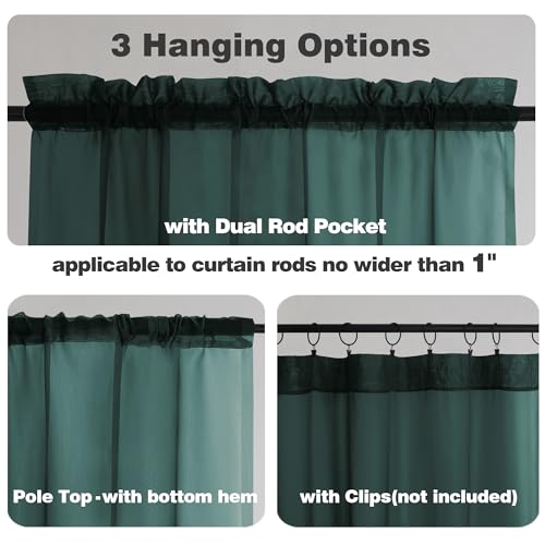 Hunter Green Sheer Curtains 78 Inches Long 2 Panels Set for Living Room (Hunter Green / 42"W x 78"L (Pack of 2))