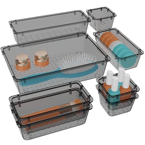 8 PCS Clear Plastic Drawer Organizer Set (Black / 8 PCS)