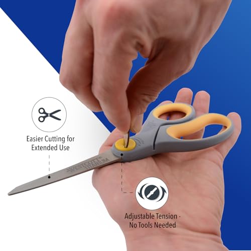 8” Titanium Bonded Scissors with Adjustable Glide and Soft Handle (2-Pack)