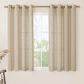 54 Inch Length Semi Sheer Linen Curtains 2 Panels Set (52"W x 54"L (Pack of 2) / Brown)