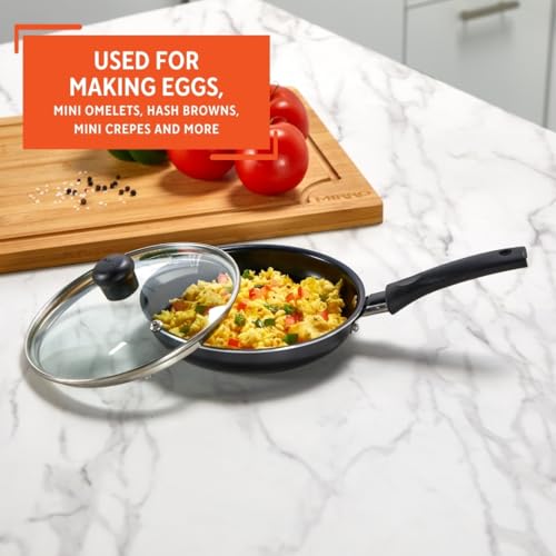6.3 Inch Aluminum Ceramic Egg Pan with Glass Lid (Black)