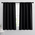 54 inch Blackout Curtains for Living Room Bedroom (Black / 42"W x 54"L (Pack of 2))
