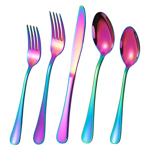 Rainbow Silverware Flatware Set for 8 (Color)