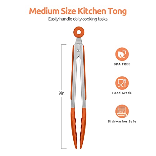 Kitchen Tong for Cooking (Orange / 9 inch)