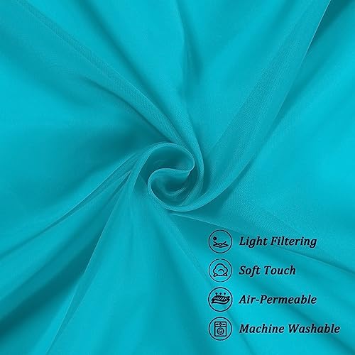 Sheer Valances for Windows 2 Pieces (Turquoise / 42"W x 14"L (Pack of 2))