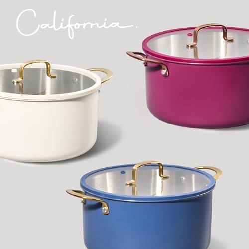 8QT Full Clad Tri Ply Stainless Steel Stock Pot with Lid (Cream White / 8 Quarts)