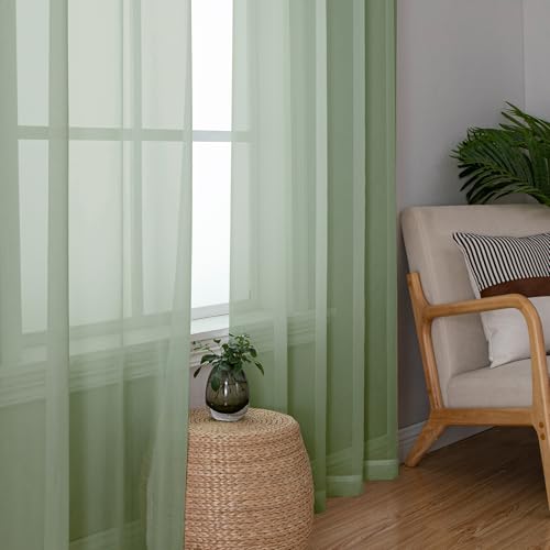 Sheer Sage Green Curtains 120 Inches Long (59"W x 120"L (Pack of 2) / Sage Green)