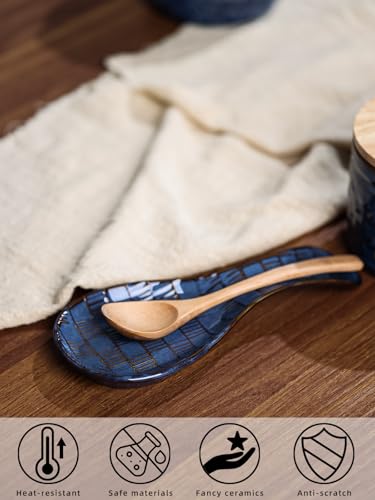 Ceramic Spoon Rest (Vintage Blue)