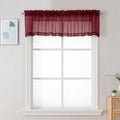 Burgundy Sheer Valance for Windows (Burgundy / 42"W x 12"L (Pack of 2))