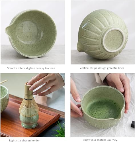 Matcha Set Match Bowl and Whisk (Mottled Green)