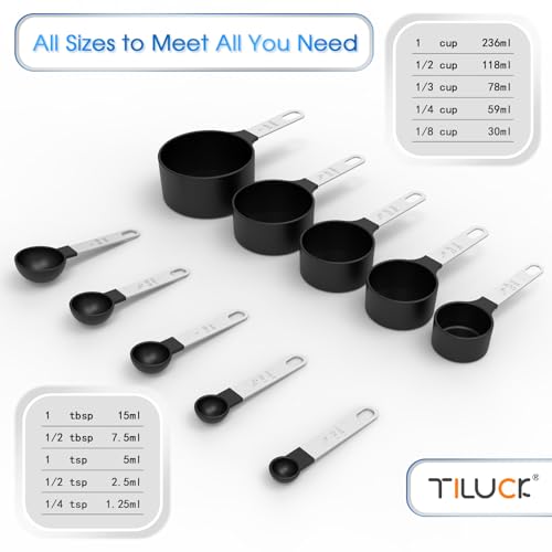 Measuring Cups & Spoons Set (Black / 5+5)