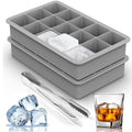 Silicone Ice Cube Trays for Freezer Set of 2 (Gray)