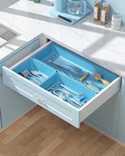 10 Pack Large Size Plastic Drawer Organizers Set (Blue)
