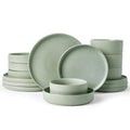 Star Stoneware Dinnerware Sets with Pasta Bowls (Matte Sage Green)