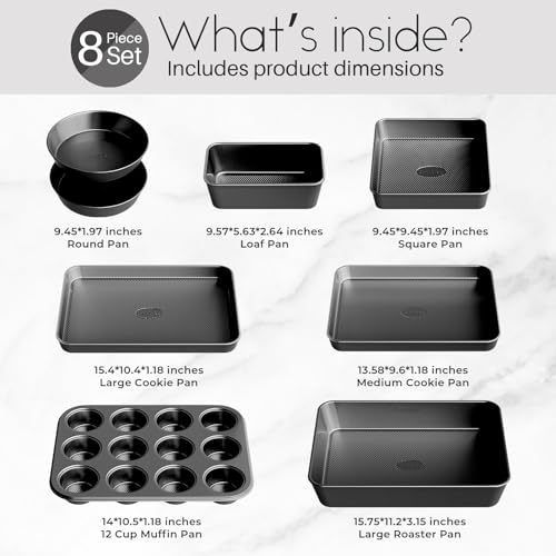 Nonstick Baking Pans Set (Black / 8PCS)