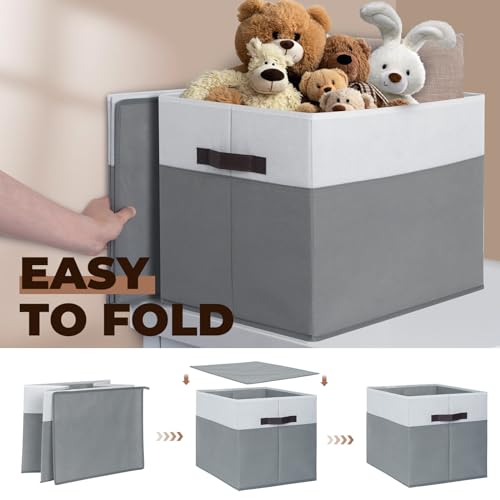 Extra Large Storage Bins 4 Pack (4pcs - Rectangular 16"x12" / White with Grey)