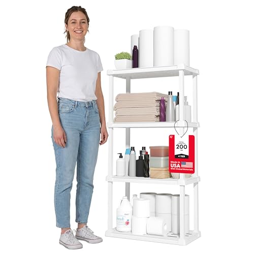 Plastic Storage Shelves (White / 4 Tier | 12"D x 24"W x 48"H)