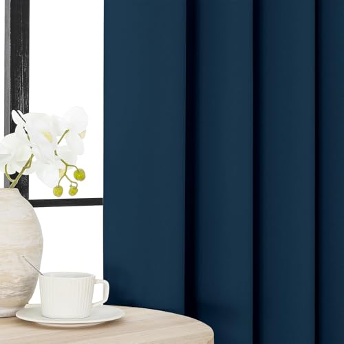 Blackout Curtains 63 Inch Length 2 Panels Set (Navy Blue / 52"W x 63"L (Pack of 2))
