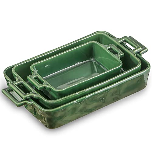 Ceramic Bakeware Set (Set of 3 / Green)