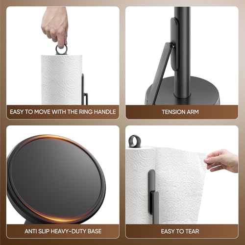 Heavy Duty Paper Towel Holder with Tension Arm (Black)
