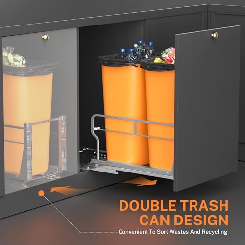 Double Pull Out Trash Can Cabinet with Soft (Double)