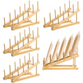 5 Pack Wooden Dish Rack Wooden Plate Stands for Display Multi Tier Plate Holder Cabinet Organizer