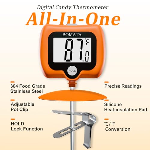 Digital Candy Thermometer with Pot Clip (Orange)
