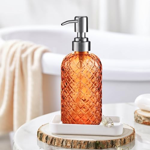 Refillable Glass Soap Dispenser (Orange (2 Pack))