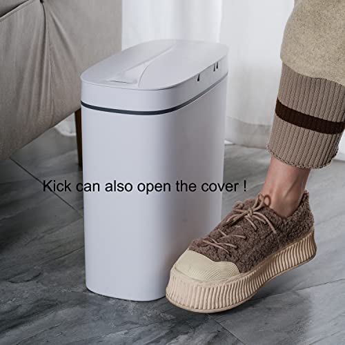 14 Liter Automatic Trash Can with Lid (14L White)
