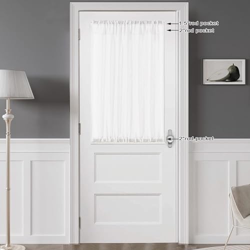 White Sheer Curtains 36 inch Length 2 Panels Set (White / 42"W x 36"L (Pack of 2))