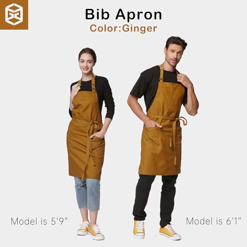 Chef Men Canvas Waterproof Apron Pocket 4251GB (1 Pack / Ginger)