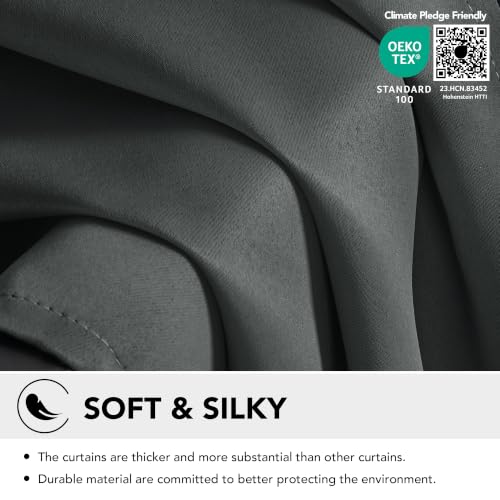 Blackout Curtains for Bedroom (Dark Grey / 42"W x 72"L (Pack of 2))