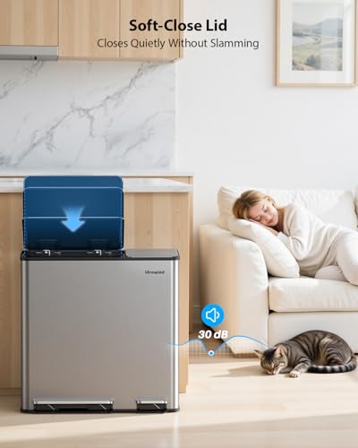 Dual Trash Can (Silver / 14 + 6 Gallon)