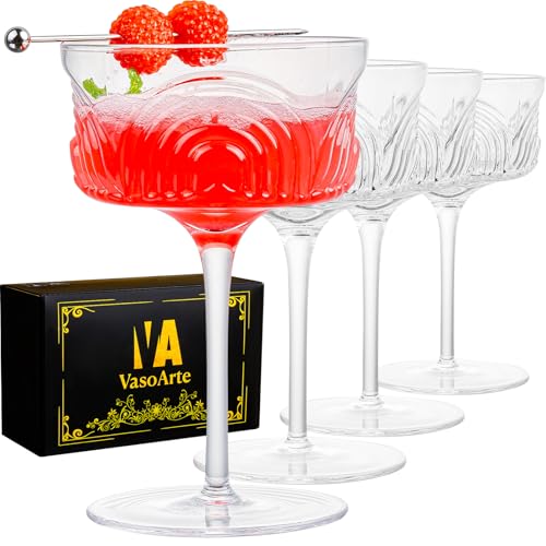 Art Deco Coupe Glasses Set of 4