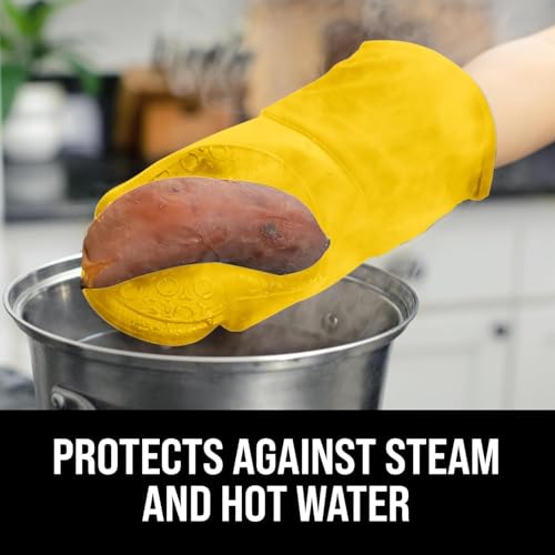 BPA Free Soft Silicone Oven Mitts (Yellow / 2-Piece 13.7" Oven Mitts)