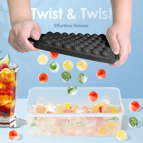 Ice Cube Tray with Lid and Bin (0.8"-2 pack / Black)
