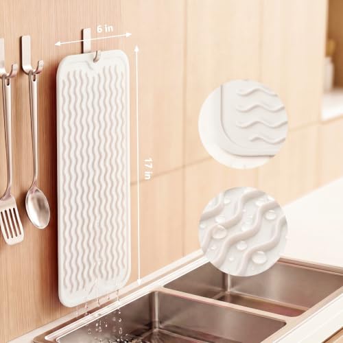 Silicone Dish Drying Mat for Multiple Usage (White / 17"L x 6"W)