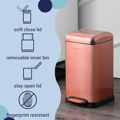 Betty Retro Mini 3.2 Gal Step Trash Can (Rose Gold)